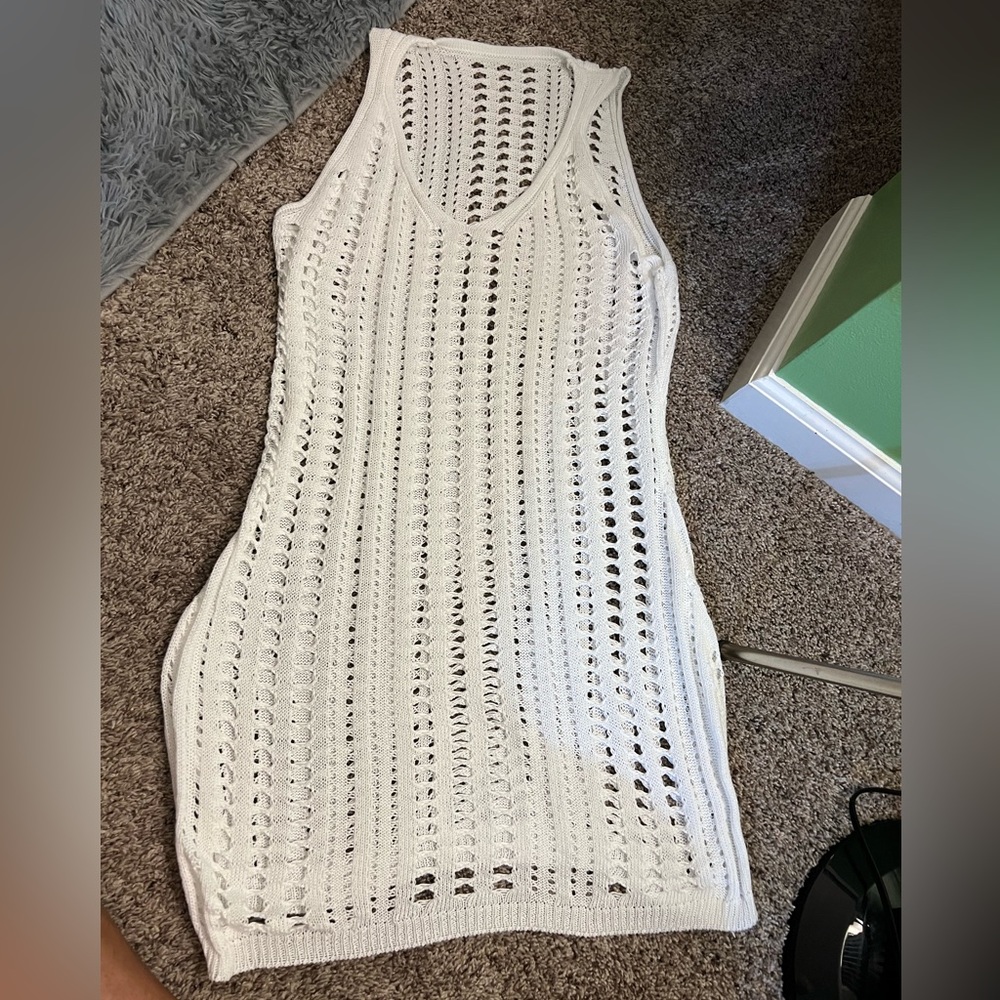 White swim suit cover up